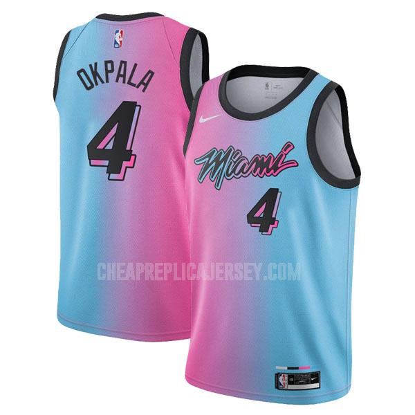 2020-21 men's miami heat kz okpala 4 blue pink city edition replica jersey
