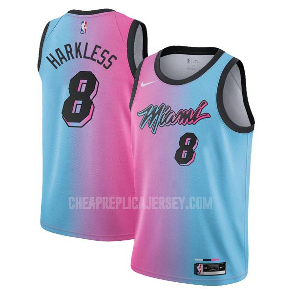 2020-21 men's miami heat maurice harkless 8 blue pink city edition replica jersey