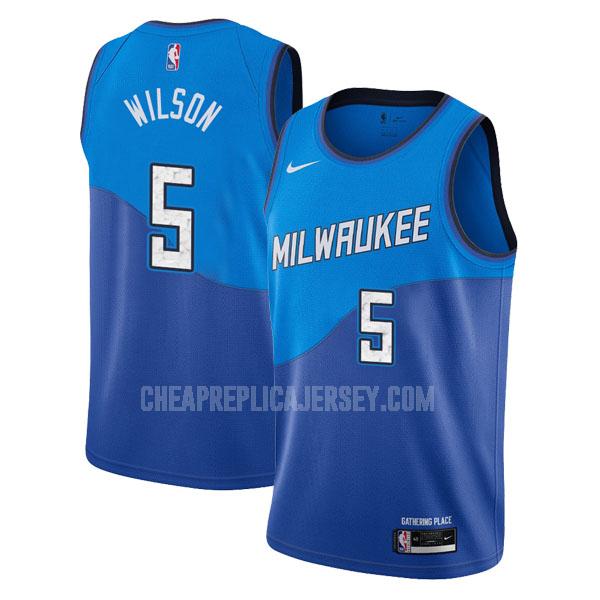 2020-21 men's milwaukee bucks d. j. wilson 5 blue city edition replica jersey