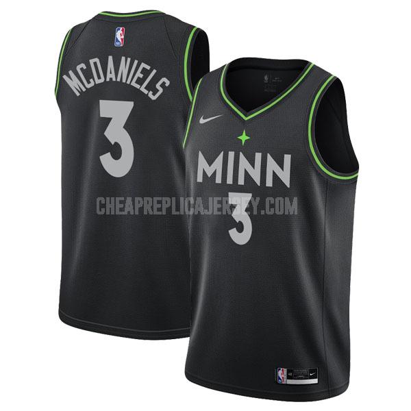2020-21 men's minnesota timberwolves jaden mcdaniels 3 black city edition replica jersey