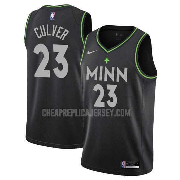 2020-21 men's minnesota timberwolves jarrett culver 23 black city edition replica jersey