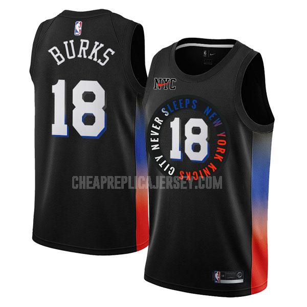 2020-21 men's new york knicks alec burks 18 black city edition replica jersey