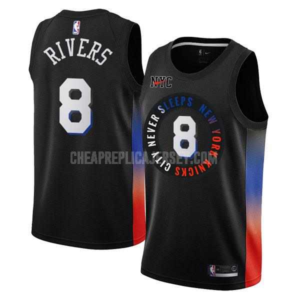 2020-21 men's new york knicks austin rivers 8 black city edition replica jersey