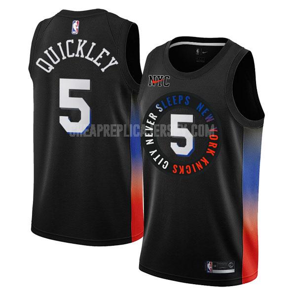 2020-21 men's new york knicks immanuel quickley 5 black city edition replica jersey
