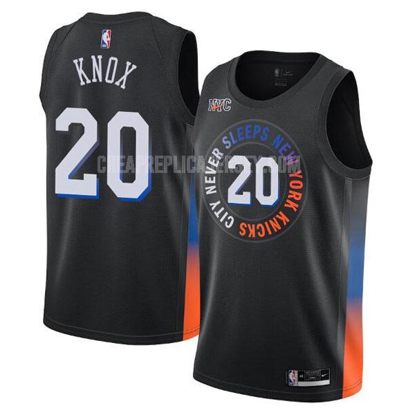 2020-21 men's new york knicks kevin knox ii 20 black city edition replica jersey