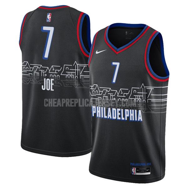 2020-21 men's philadelphia 76ers isaiah joe 7 black city edition replica jersey