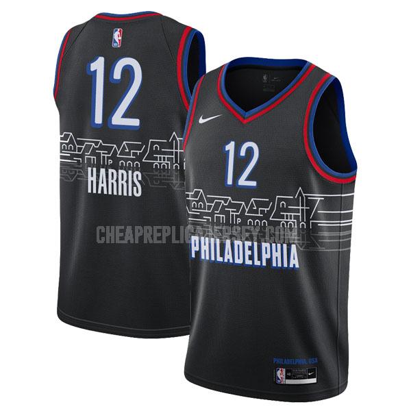 2020-21 men's philadelphia 76ers tobias harris 12 black city edition replica jersey