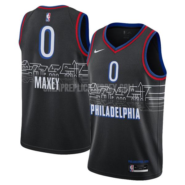 2020-21 men's philadelphia 76ers tyrese maxey 0 black city edition replica jersey