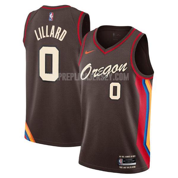2020-21 men's portland trail blazers damian lillard 0 black city edition replica jersey