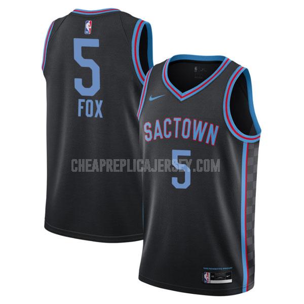 2020-21 men's sacramento kings de'aaron fox 5 black city edition replica jersey