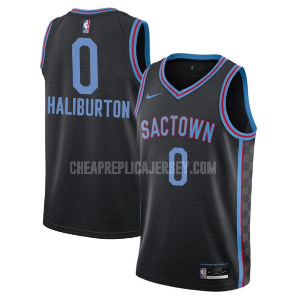 2020-21 men's sacramento kings tyrese haliburton 0 black city edition replica jersey
