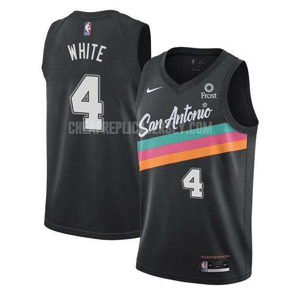 2020-21 men's san antonio spurs derrick white 4 black city edition replica jersey