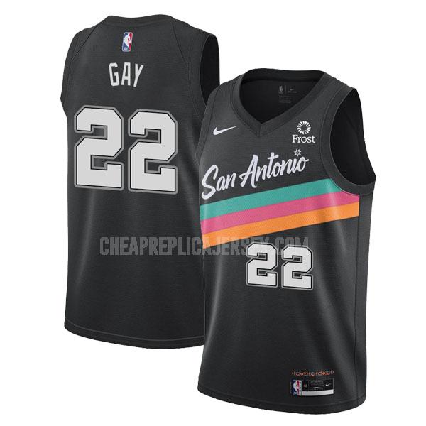 2020-21 men's san antonio spurs rudy gay 22 black city edition replica jersey