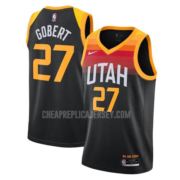 2020-21 men's utah jazz rudy gobert 27 black city edition replica jersey