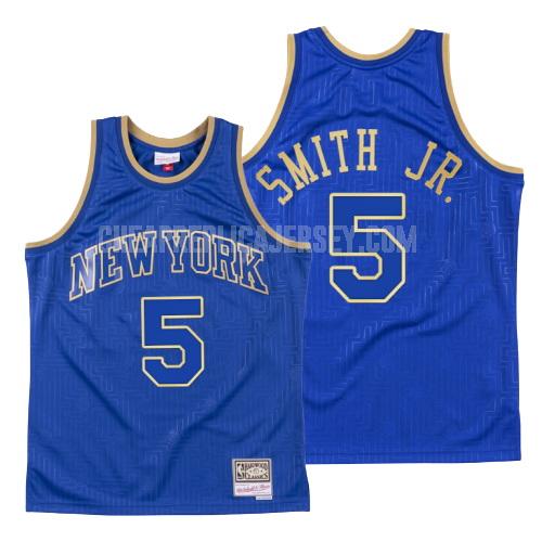 2020 men's new york knicks dennis smith jr 5 blue throwback replica jersey