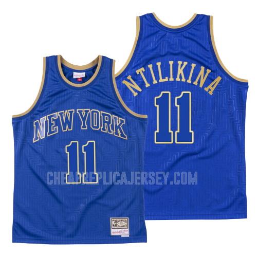 2020 men's new york knicks frank ntilikina 11 blue throwback replica jersey