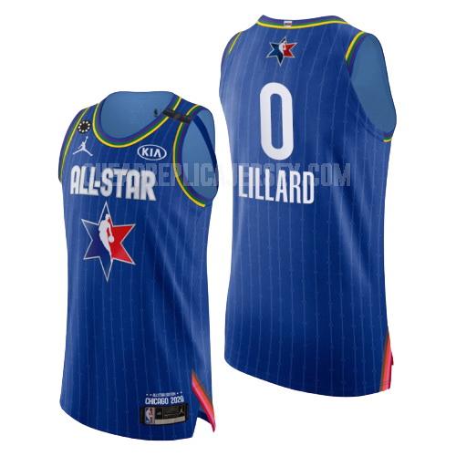 2020 men's portland trail blazers damian lillard 0 blue nba all-star replica jersey
