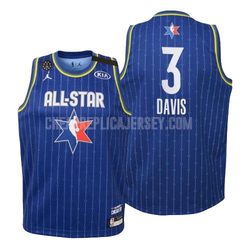 2020 youth los angeles lakers anthony davis 3 blue nba all-star replica jersey