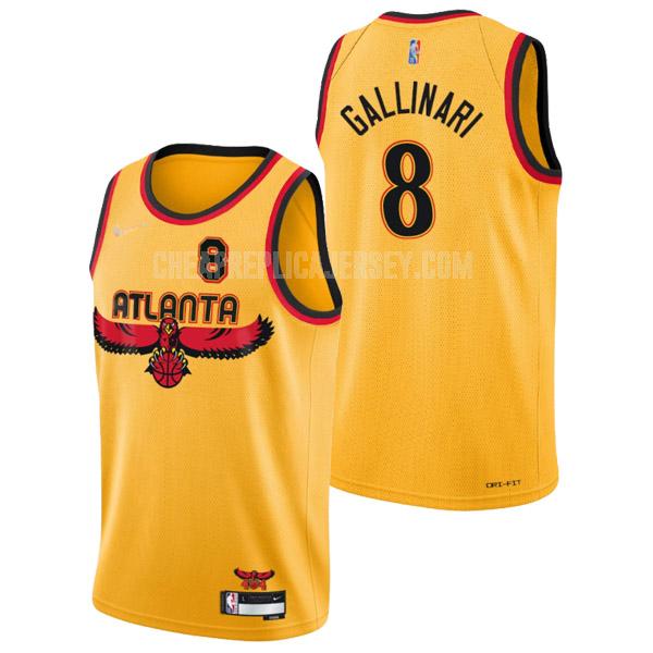 2021-22 men's atlanta hawks danilo gallinari 8 yellow 75th anniversary city edition replica jersey