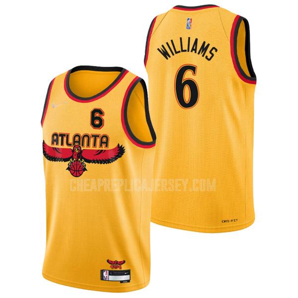 2021-22 men's atlanta hawks lou williams 6 yellow 75th anniversary city edition replica jersey