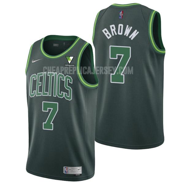 2021-22 men's boston celtics jaylen brown 7 green earned edition replica jersey