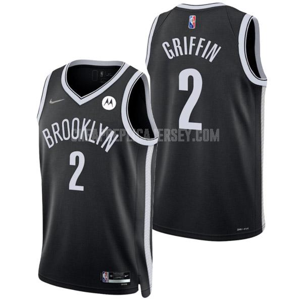 2021-22 men's brooklyn nets blake griffin 2 black 75th anniversary icon edition replica jersey