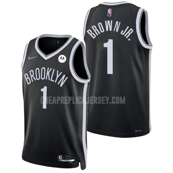 2021-22 men's brooklyn nets bruce brown jr 1 black 75th anniversary icon edition replica jersey
