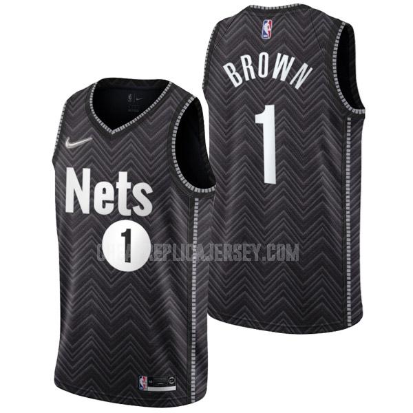 2021-22 men's brooklyn nets bruce brown jr 1 black earned edition replica jersey