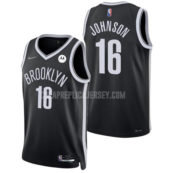 2021-22 men's brooklyn nets james johnson 16 black 75th anniversary icon edition replica jersey