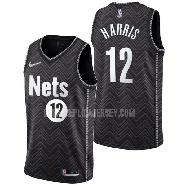 2021-22 men's brooklyn nets joe harris 12 black earned edition replica jersey
