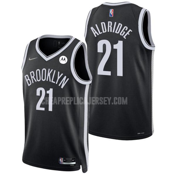 2021-22 men's brooklyn nets lamarcus aldridge 21 black 75th anniversary icon edition replica jersey