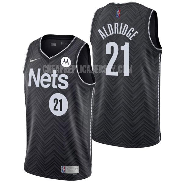 2021-22 men's brooklyn nets lamarcus aldridge 21 black earned edition replica jersey