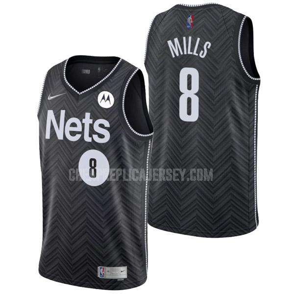 2021-22 men's brooklyn nets patty mills 8 black earned edition replica jersey