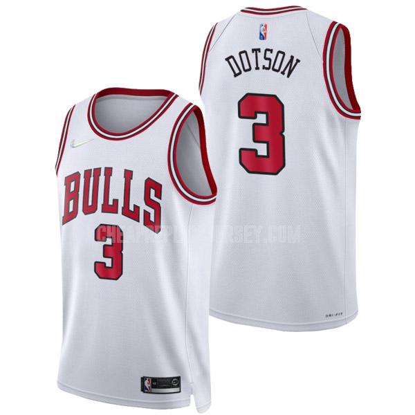 2021-22 men's chicago bulls devon dotson 3 white 75th anniversary association edition replica jersey