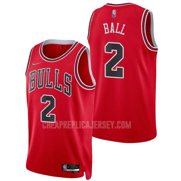 2021-22 men's chicago bulls lonzo ball 2 red 75th anniversary icon edition replica jersey