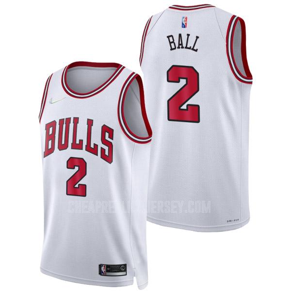2021-22 men's chicago bulls lonzo ball 2 white 75th anniversary association edition replica jersey