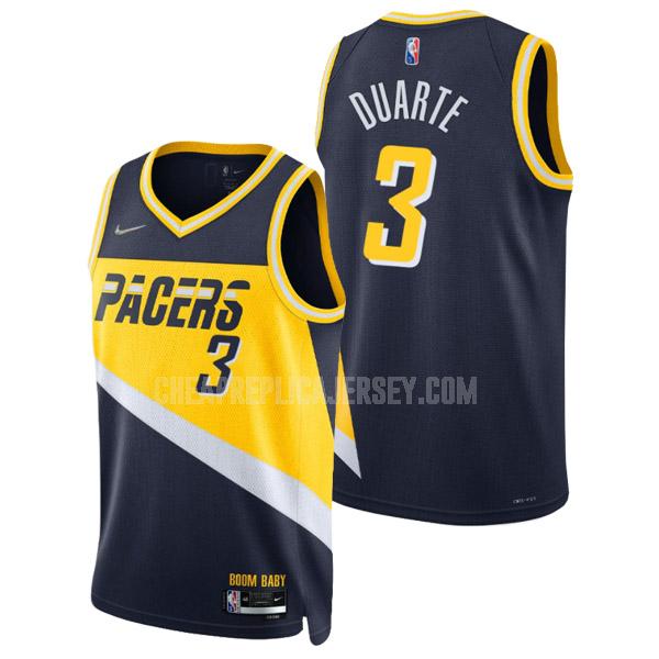 2021-22 men's indiana pacers chris duarte 3 navy 75th anniversary city edition replica jersey