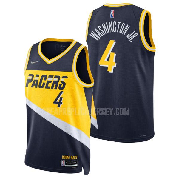 2021-22 men's indiana pacers duane washington jr 4 navy 75th anniversary city edition replica jersey