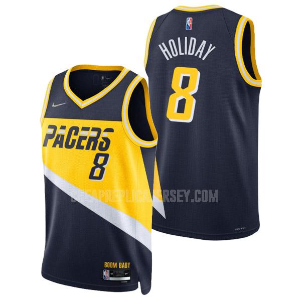 2021-22 men's indiana pacers justin holiday 8 navy 75th anniversary city edition replica jersey