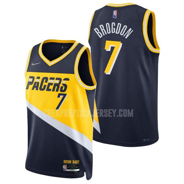 2021-22 men's indiana pacers malcolm brogdon 7 navy 75th anniversary city edition replica jersey