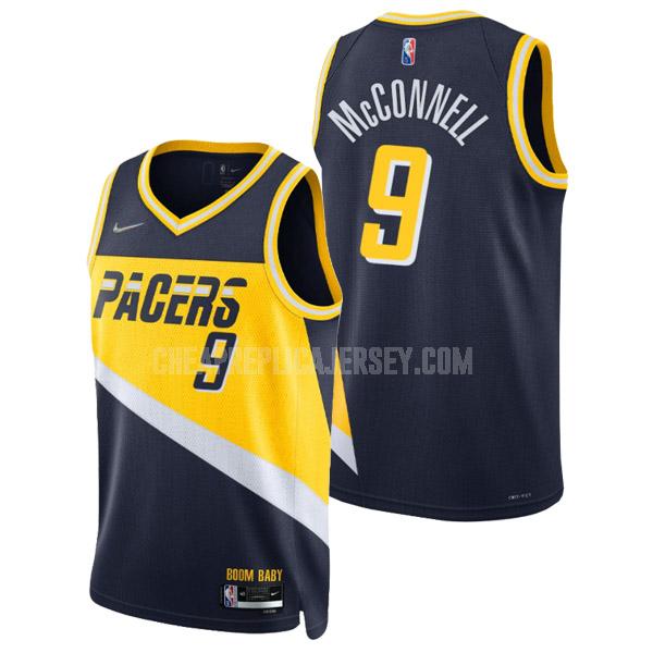 2021-22 men's indiana pacers t.j. mcconnell 9 navy 75th anniversary city edition replica jersey