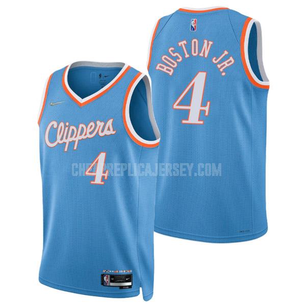 2021-22 men's los angeles clippers brandon boston jr 4 blue 75th anniversary city edition replica jersey