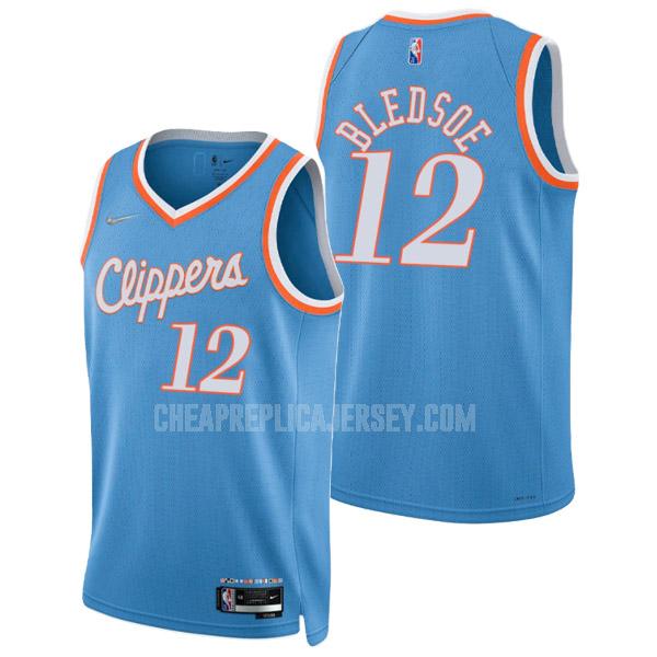 2021-22 men's los angeles clippers eric bledsoe 12 blue 75th anniversary city edition replica jersey