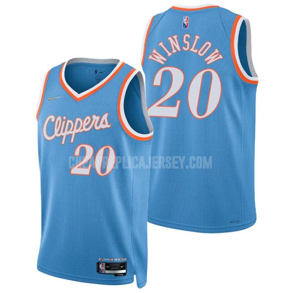 2021-22 men's los angeles clippers justise winslow 20 blue 75th anniversary city edition replica jersey