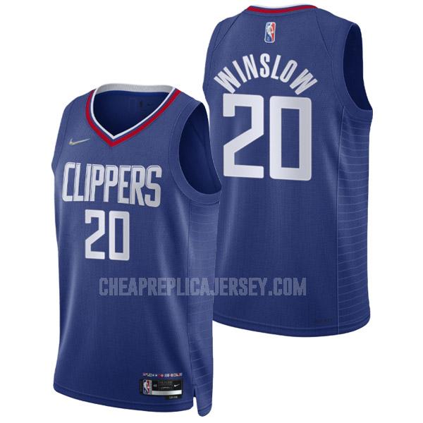 2021-22 men's los angeles clippers justise winslow 20 blue 75th anniversary icon edition replica jersey