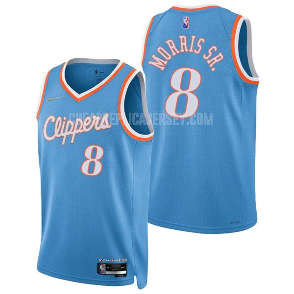 2021-22 men's los angeles clippers marcus morris sr 8 blue 75th anniversary city edition replica jersey