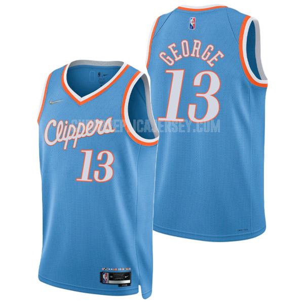 2021-22 men's los angeles clippers paul george 13 blue 75th anniversary city edition replica jersey