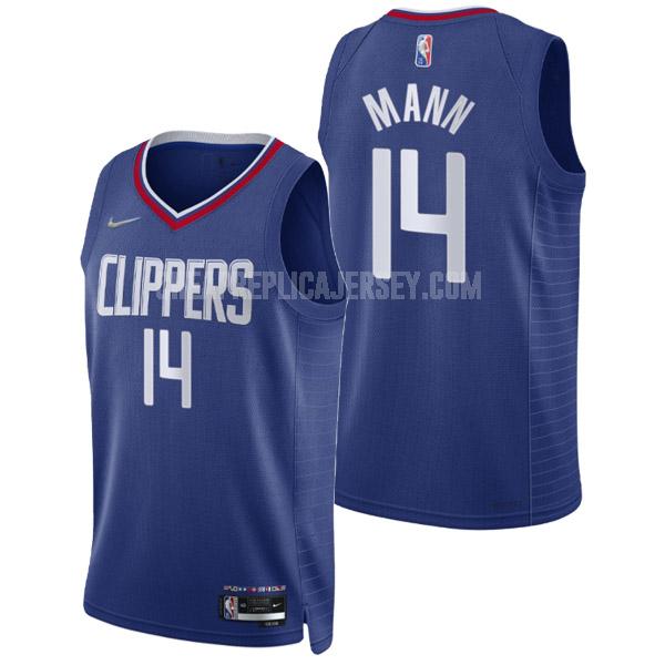 2021-22 men's los angeles clippers terance mann 14 blue 75th anniversary icon edition replica jersey