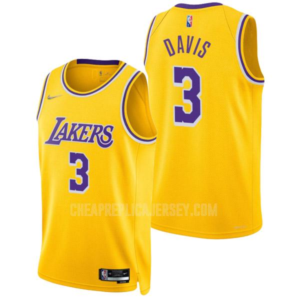 2021-22 men's los angeles lakers anthony davis 3 yellow 75th anniversary icon edition replica jersey
