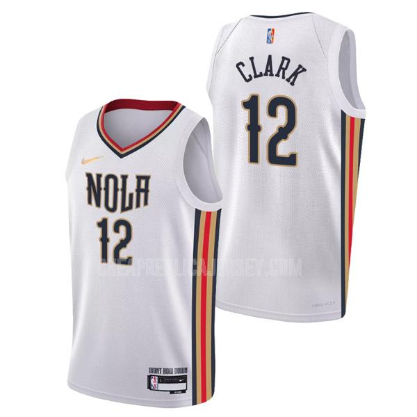 2021-22 men's new orleans pelicans gary clark 12 white nba 75th anniversary city edition replica jersey